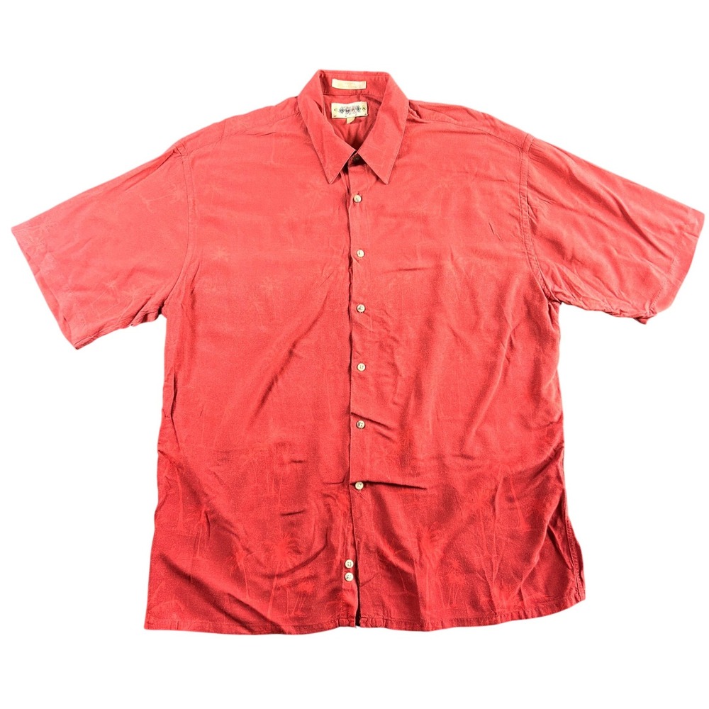 Campia Moda Mens XL‎ Red Rayon Short Sleeve Palm Tree Print Hawaiian Shirt